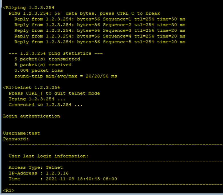 R1ping和telnet R3