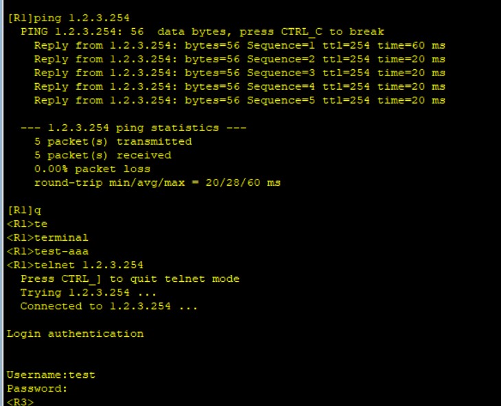 R1ping和telnet R3